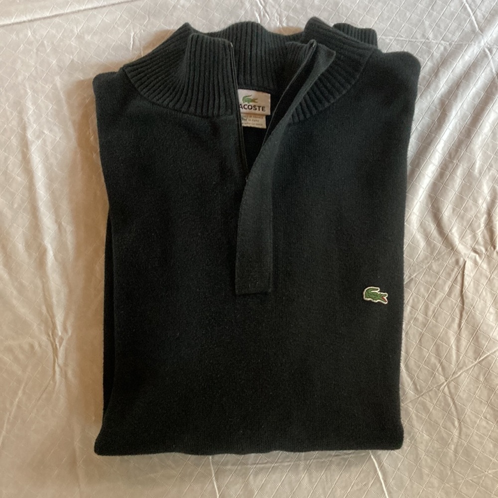 Men’s Lacoste dk navy 1/4 zip pullover sweater XXL